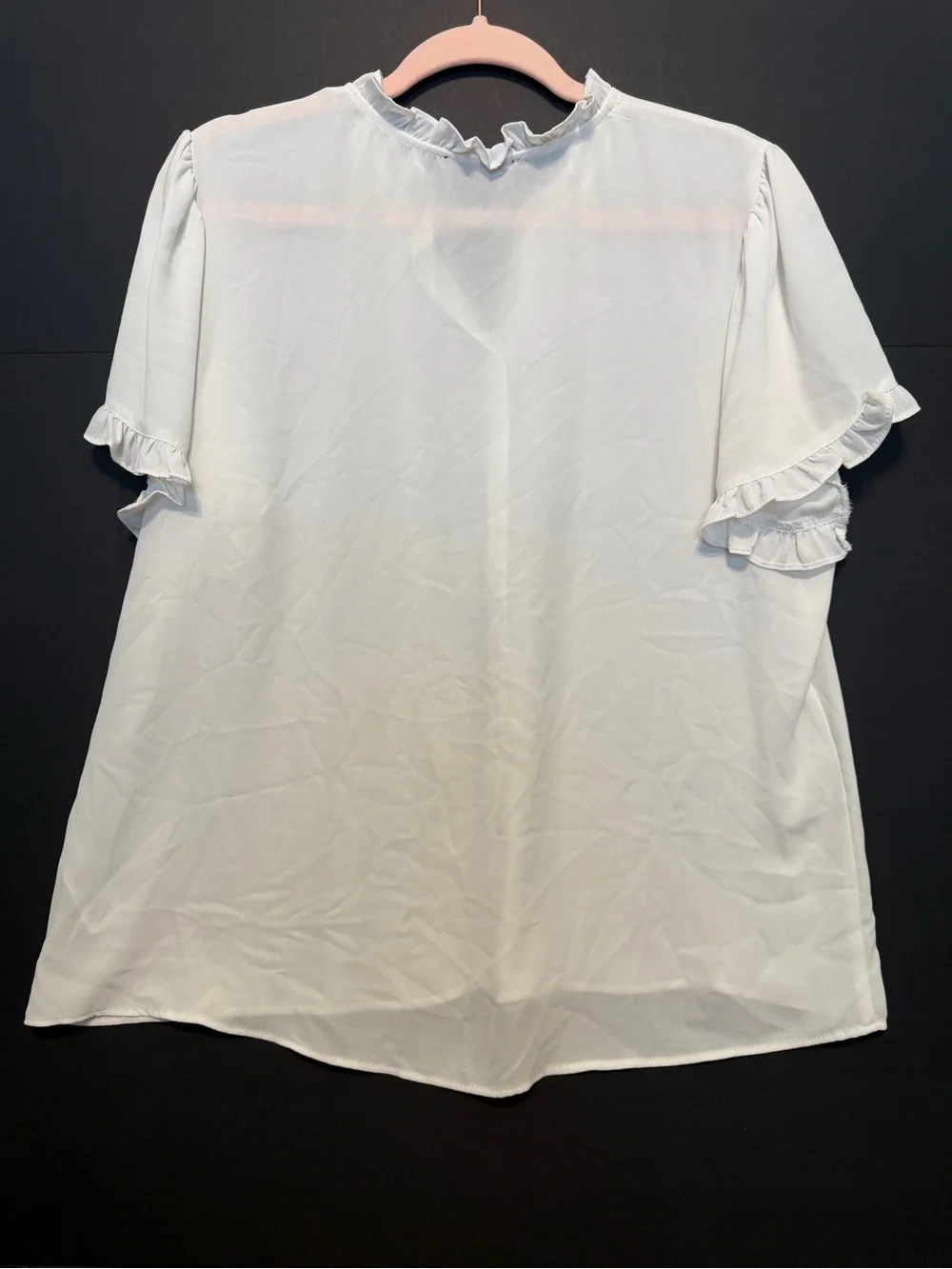 T Tahari White Ruffle Sleeve Blouse - Picture 5 of 5